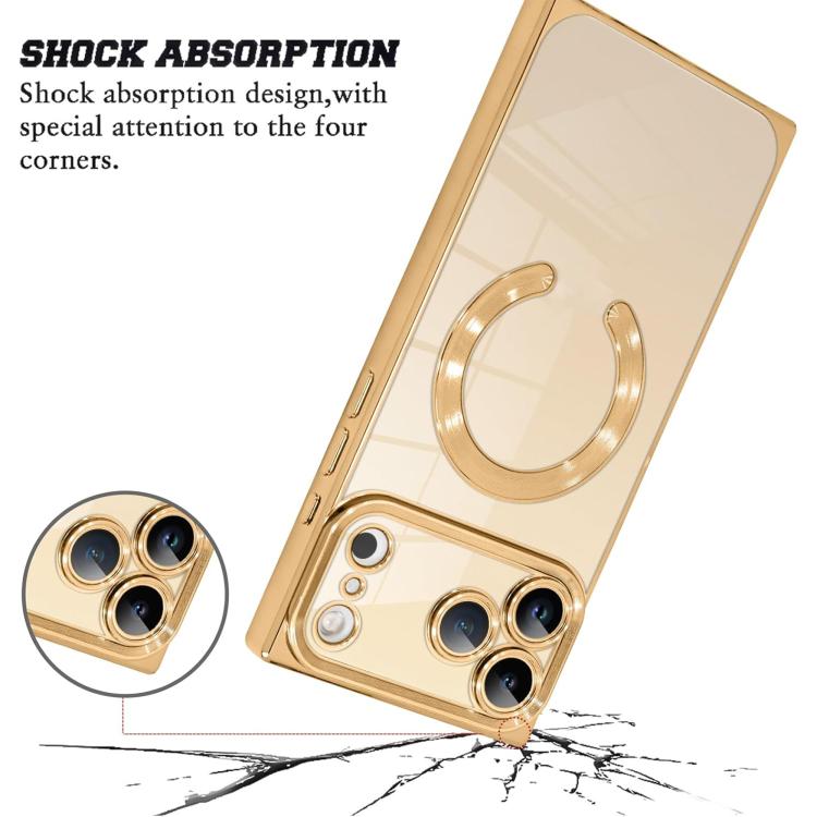 Capa de telemóvel MagSafe em TPU com padrão CD quadrado de ângulo reto e eletrochapado, para iPhone 17 Pro Max, para iPhone 17 Pro, para iPhone 17, para iPhone Air, para iPhone 16 Pro Max, para iPhone 16 Pro