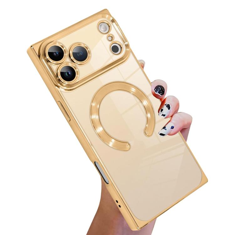 Capa de telemóvel MagSafe em TPU com padrão CD quadrado de ângulo reto e eletrochapado, para iPhone 17 Pro Max, para iPhone 17 Pro, para iPhone 17, para iPhone Air, para iPhone 16 Pro Max, para iPhone 16 Pro