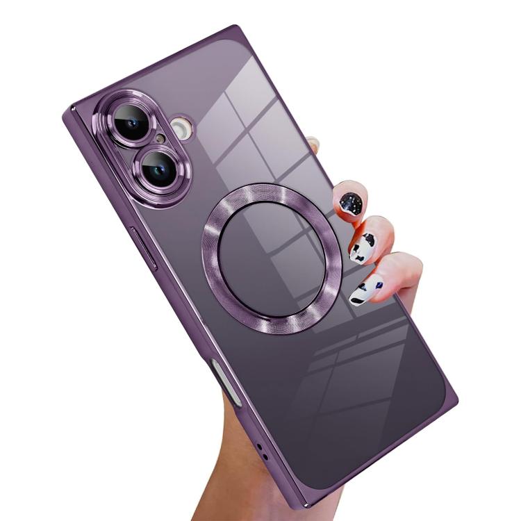 Capa de telemóvel MagSafe em TPU com padrão CD quadrado de ângulo reto e eletrochapado, para iPhone 17 Pro Max, para iPhone 17 Pro, para iPhone 17, para iPhone Air, para iPhone 16 Pro Max, para iPhone 16 Pro