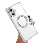 Capa de telemóvel MagSafe em TPU com padrão CD quadrado de ângulo reto e eletrochapado, para iPhone 17 Pro Max, para iPhone 17 Pro, para iPhone 17, para iPhone Air, para iPhone 16 Pro Max, para iPhone 16 Pro