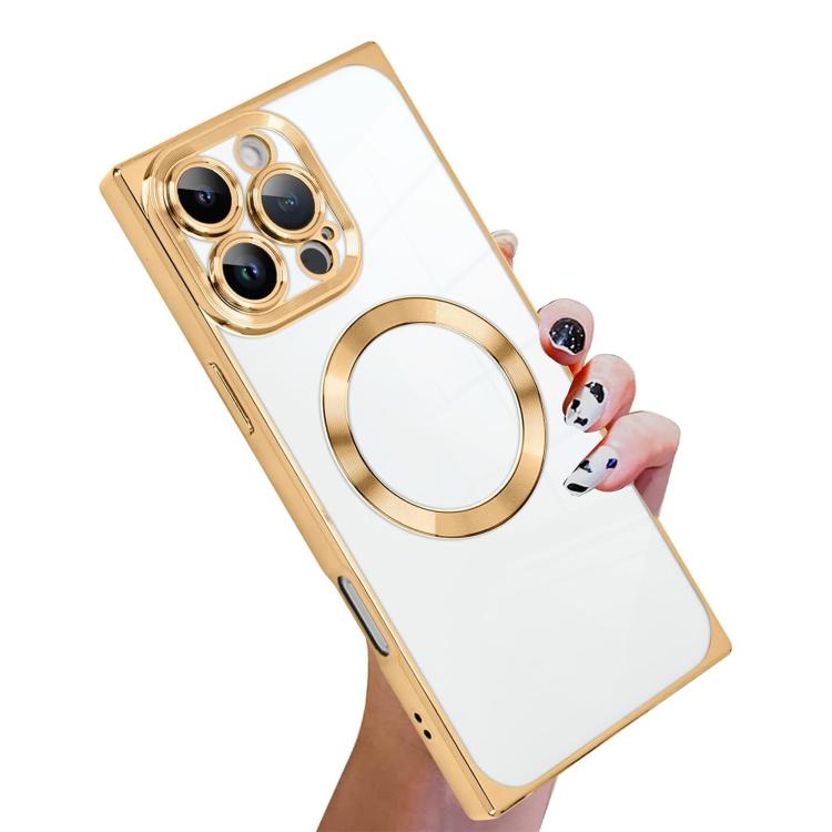 Capa de telemóvel MagSafe em TPU com padrão CD quadrado de ângulo reto e eletrochapado, para iPhone 17 Pro Max, para iPhone 17 Pro, para iPhone 17, para iPhone Air, para iPhone 16 Pro Max, para iPhone 16 Pro