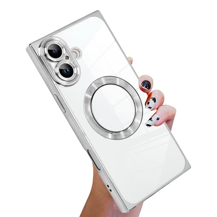 Capa de telemóvel MagSafe em TPU com padrão CD quadrado de ângulo reto e eletrochapado, para iPhone 16 Plus, para iPhone 16, para iPhone 15 Pro Max, para iPhone 15 Pro, para iPhone 15 Plus, para iPhone 15