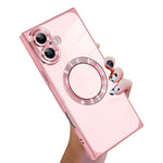 Capa de telemóvel MagSafe em TPU com padrão CD quadrado de ângulo reto e eletrochapado, para iPhone 16 Plus, para iPhone 16, para iPhone 15 Pro Max, para iPhone 15 Pro, para iPhone 15 Plus, para iPhone 15