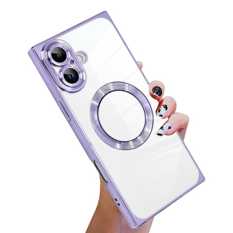 Capa de telemóvel MagSafe em TPU com padrão CD quadrado de ângulo reto e eletrochapado, para iPhone 16 Plus, para iPhone 16, para iPhone 15 Pro Max, para iPhone 15 Pro, para iPhone 15 Plus, para iPhone 15