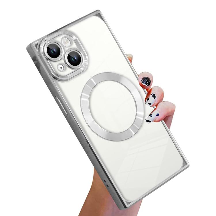 Capa de telemóvel MagSafe em TPU com padrão CD quadrado de ângulo reto e eletrochapado, para iPhone 16 Plus, para iPhone 16, para iPhone 15 Pro Max, para iPhone 15 Pro, para iPhone 15 Plus, para iPhone 15