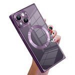 Capa de telemóvel MagSafe em TPU com padrão CD quadrado de ângulo reto e eletrochapado, para iPhone 16 Plus, para iPhone 16, para iPhone 15 Pro Max, para iPhone 15 Pro, para iPhone 15 Plus, para iPhone 15