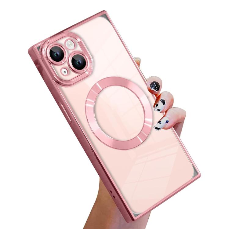 Capa de telemóvel MagSafe em TPU com padrão CD quadrado de ângulo reto e eletrochapado, para iPhone 16 Plus, para iPhone 16, para iPhone 15 Pro Max, para iPhone 15 Pro, para iPhone 15 Plus, para iPhone 15