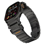 Correia de Relógio em Liga de Titânio com Cabeça em Aço Inoxidável e Fivela Borboleta com Padrão Martelado e Uma Conta, Para Apple Watch 46mm / 49mm / 45mm / 44mm