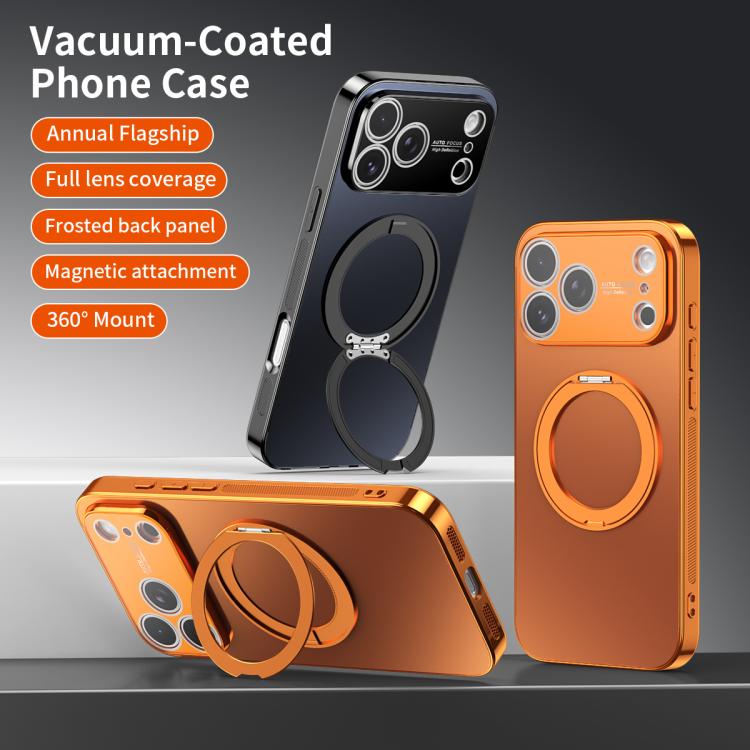Capa de telemóvel MagSafe eletrochapada com suporte giratório 360 graus e cobertura para lente, para iPhone 17 Pro Max, para iPhone 17 Pro, para iPhone 17, para iPhone Air, para iPhone 16 Pro Max, para iPhone 16 Pro