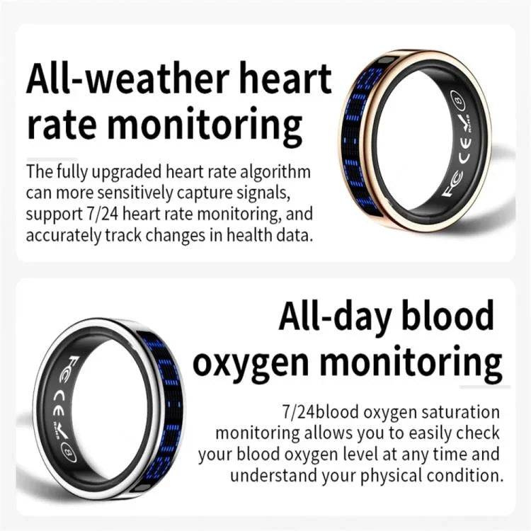 Anel inteligente SR16 TAMANHO 13, Suporta monitorização da frequência cardíaca / oxigénio no sangue / sono / múltiplos modos desportivos