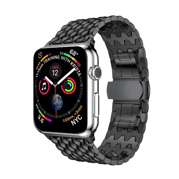 Pulseira de Relógio em Aço Inoxidável Maciço com Textura Dragon Grain para Apple Watch Series 3 & 2 & 1 38mm