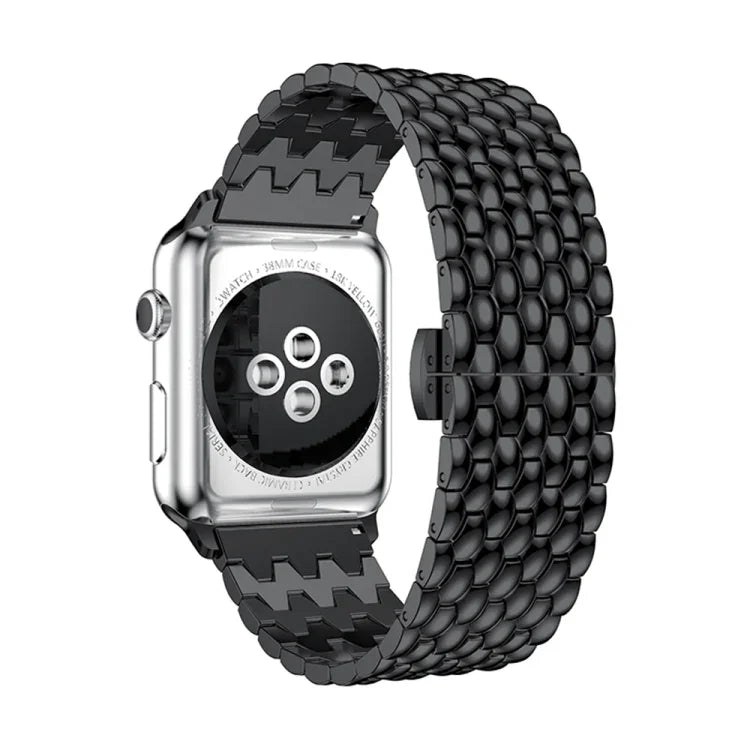 Pulseira de Relógio em Aço Inoxidável Maciço com Textura Dragon Grain para Apple Watch Series 3 & 2 & 1 38mm