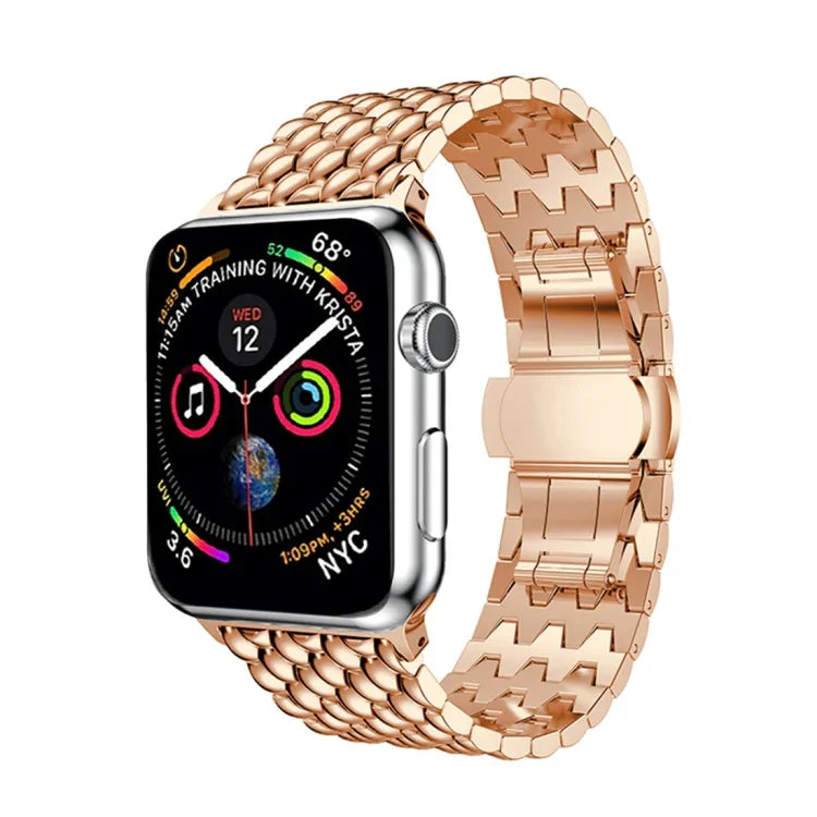 Pulseira de Relógio em Aço Inoxidável Maciço com Textura Dragon Grain para Apple Watch Series 3 & 2 & 1 38mm