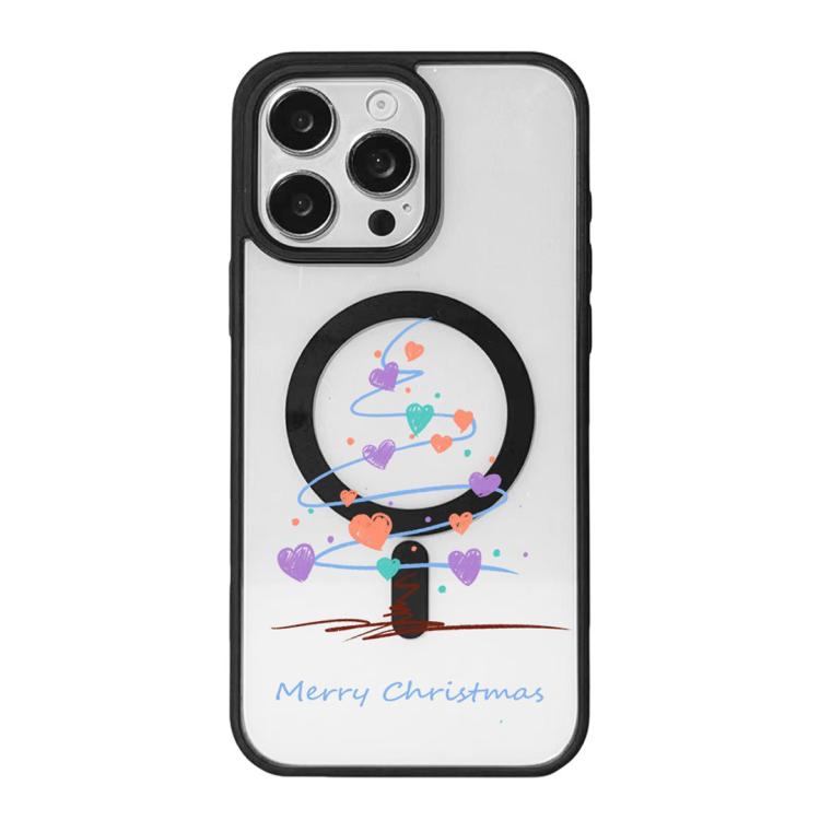 Capa de Telemóvel da Série Natal com Forte Magnetismo e Borda Pintada a Preto, Para iPhone 16 Pro Max, Para iPhone 16 Pro, Para iPhone 16