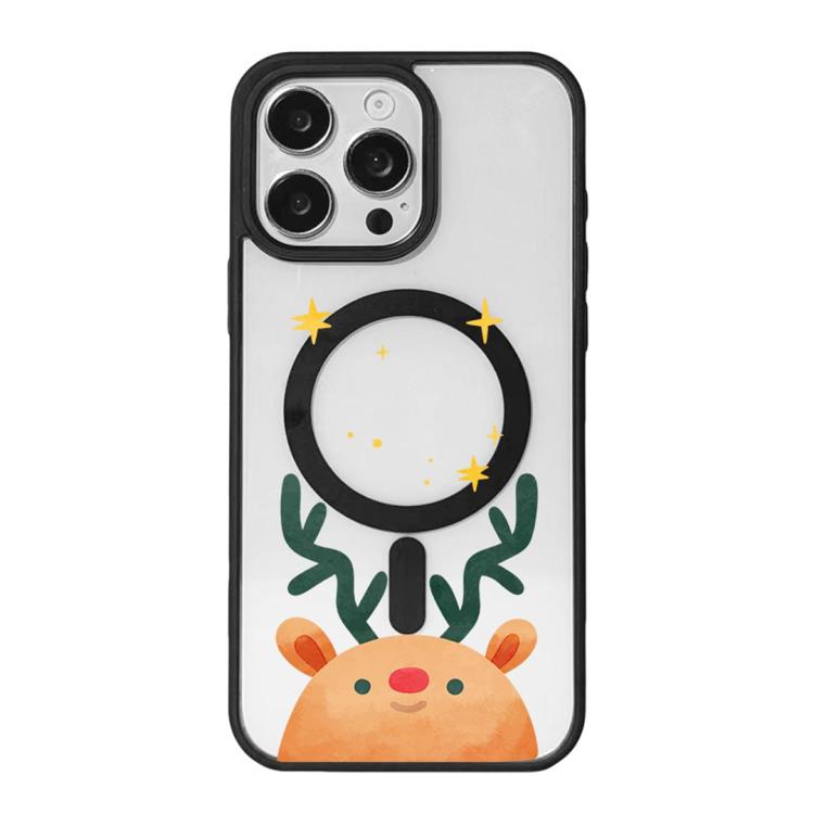 Capa de Telemóvel da Série Natal com Forte Magnetismo e Borda Pintada a Preto, Para iPhone 16 Pro Max, Para iPhone 16 Pro, Para iPhone 16