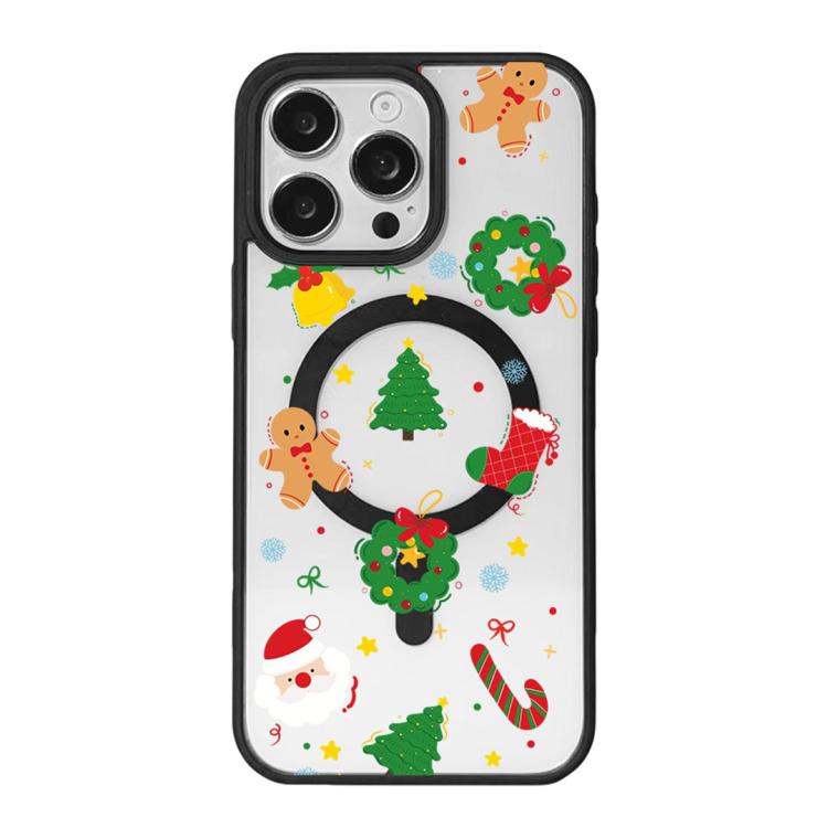 Capa de Telemóvel da Série Natal com Forte Magnetismo e Borda Pintada a Preto, Para iPhone 16 Pro Max, Para iPhone 16 Pro, Para iPhone 16