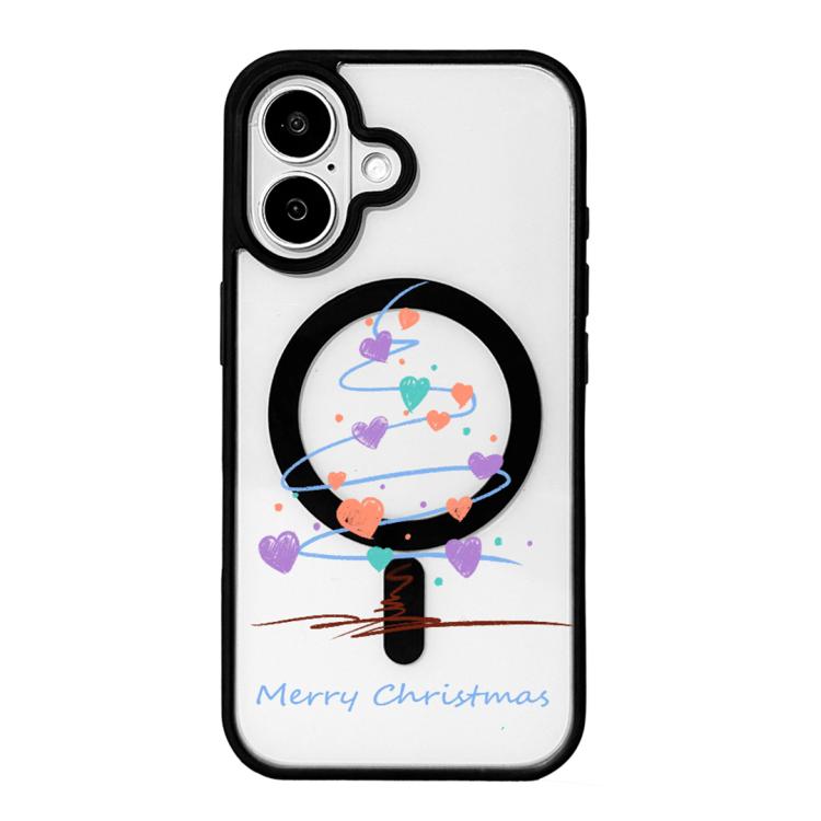 Capa de Telemóvel da Série Natal com Forte Magnetismo e Borda Pintada a Preto, Para iPhone 16 Pro Max, Para iPhone 16 Pro, Para iPhone 16