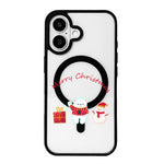 Capa de Telemóvel da Série Natal com Forte Magnetismo e Borda Pintada a Preto, Para iPhone 16 Pro Max, Para iPhone 16 Pro, Para iPhone 16