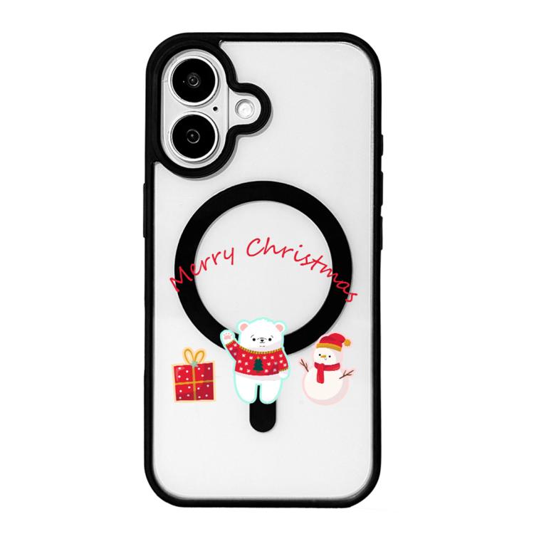 Capa de Telemóvel da Série Natal com Forte Magnetismo e Borda Pintada a Preto, Para iPhone 16 Pro Max, Para iPhone 16 Pro, Para iPhone 16