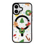 Capa de Telemóvel da Série Natal com Forte Magnetismo e Borda Pintada a Preto, Para iPhone 16 Pro Max, Para iPhone 16 Pro, Para iPhone 16