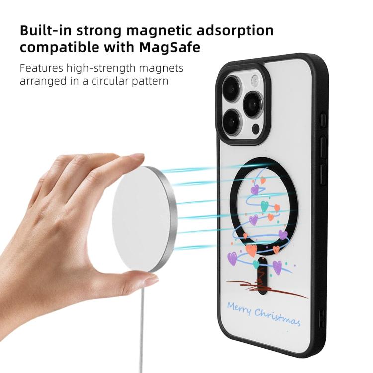 Capa de Telemóvel da Série Natal com Forte Magnetismo e Borda Pintada a Preto, Para iPhone 15 Pro Max, Para iPhone 15 Pro