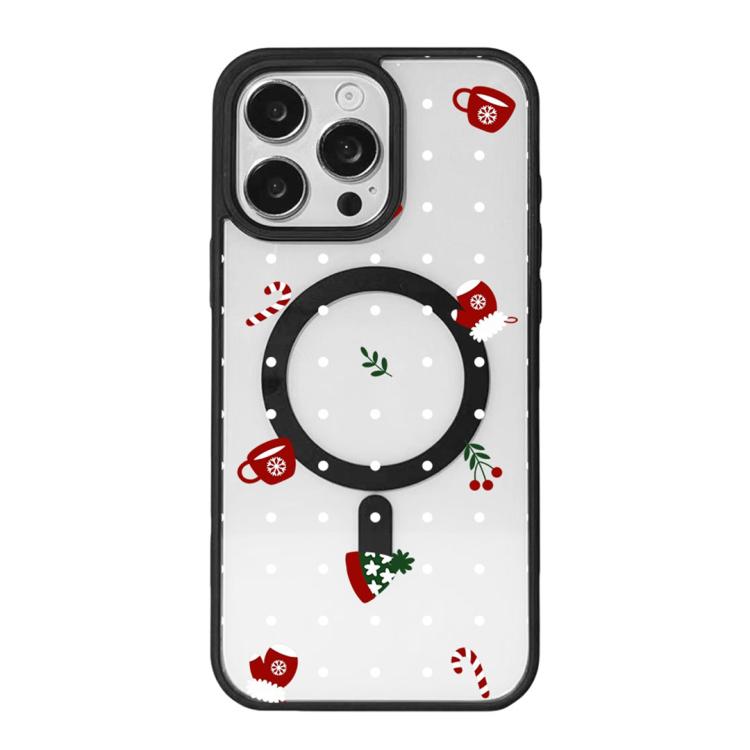 Capa de Telemóvel da Série Natal com Forte Magnetismo e Borda Pintada a Preto, Para iPhone 15 Pro Max, Para iPhone 15 Pro