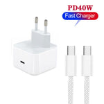 Carregador A3365 PD40W USB-C / Type-C com Cabo de Dados Type-C para Type-C, Ficha EU, Ficha EU + Cabo Type-C 1m, Ficha EU + Cabo Type-C 2m
