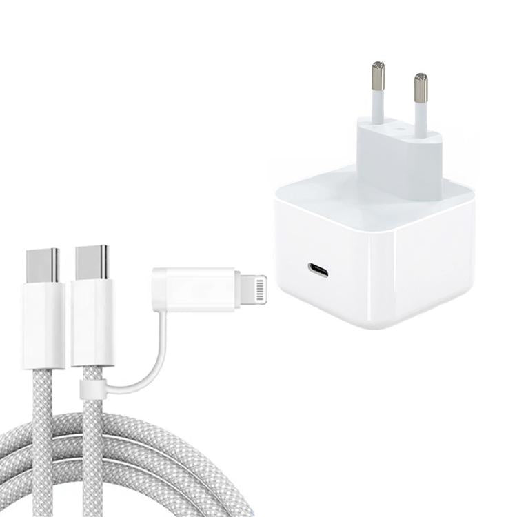 Carregador A3365 PD40W USB-C / Type-C com Cabo de Dados Type-C para Type-C / 8 Pinos, Ficha UE, Ficha UE + Cabo 2 em 1 de 1m
