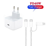 Carregador A3365 PD40W USB-C / Type-C com Cabo de Dados Type-C para Type-C / 8 Pinos, Ficha UE, Ficha UE + Cabo 2 em 1 de 1m
