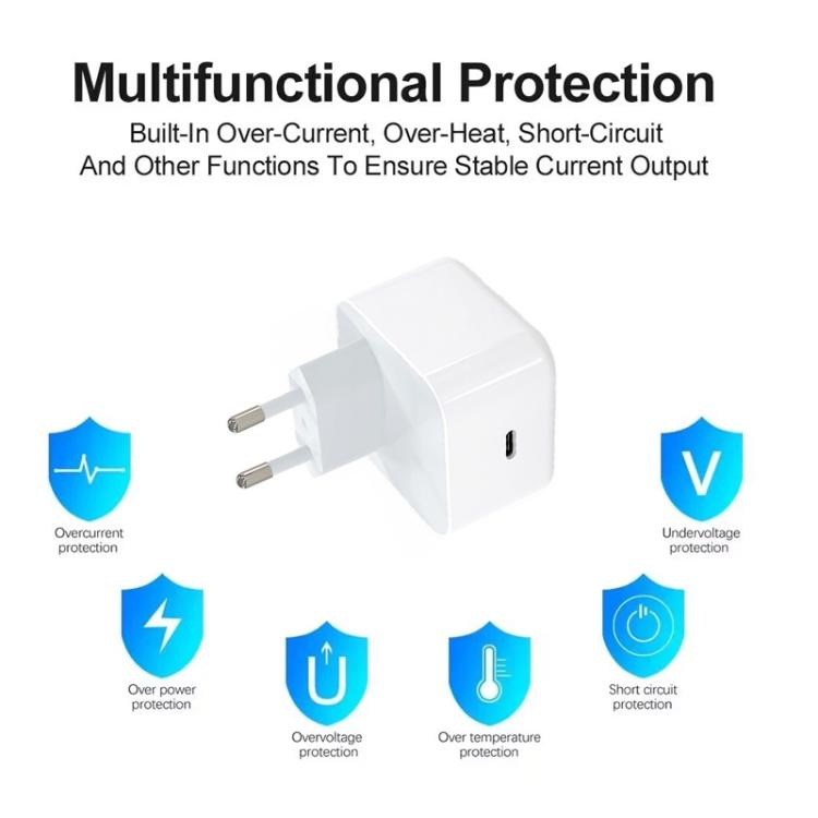 Carregador A3365 PD40W USB-C / Type-C com Cabo de Dados Type-C para Type-C / 8 Pinos, Ficha UE, Ficha UE + Cabo 2 em 1 de 1m