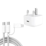 Carregador A3365 PD40W USB-C / Type-C com Cabo de Dados Type-C para Type-C / 8 Pinos, Ficha UK, Ficha UK + Cabo 2 em 1 de 1m