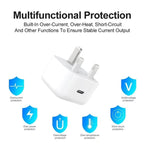 Carregador A3365 PD40W USB-C / Type-C com Cabo de Dados Type-C para Type-C / 8 Pinos, Ficha UK, Ficha UK + Cabo 2 em 1 de 1m