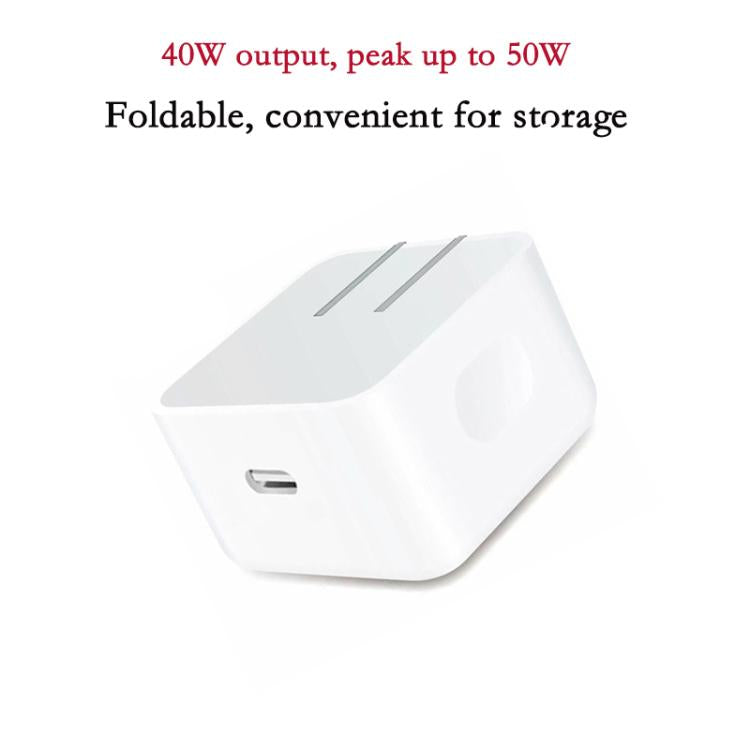 Carregador A3365 PD40W USB-C / Type-C com Cabo de Dados Type-C para Type-C / 8 Pinos, Ficha US, Ficha US + Cabo 2 em 1 de 1m
