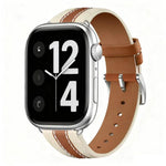 Pulseira de Relógio em Pele Genuína com Blocos de Cor, Para Apple Watch 46mm / 49mm / 45mm / 44mm, Para Apple Watch 42mm / 41mm / 40mm / 38mm