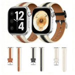 Pulseira de Relógio em Pele Genuína com Blocos de Cor, Para Apple Watch 46mm / 49mm / 45mm / 44mm, Para Apple Watch 42mm / 41mm / 40mm / 38mm