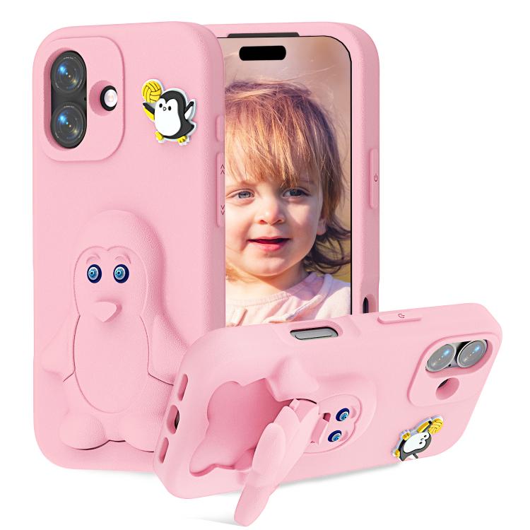 Capa para telemóvel à prova de choque Penguin Baby EVA com suporte, para iPhone 17 Pro Max, para iPhone 17 Pro, para iPhone 17, para iPhone Air, para iPhone 16 Pro Max, para iPhone 16 Pro, para iPhone 16, para iPhone 15 Pro Max