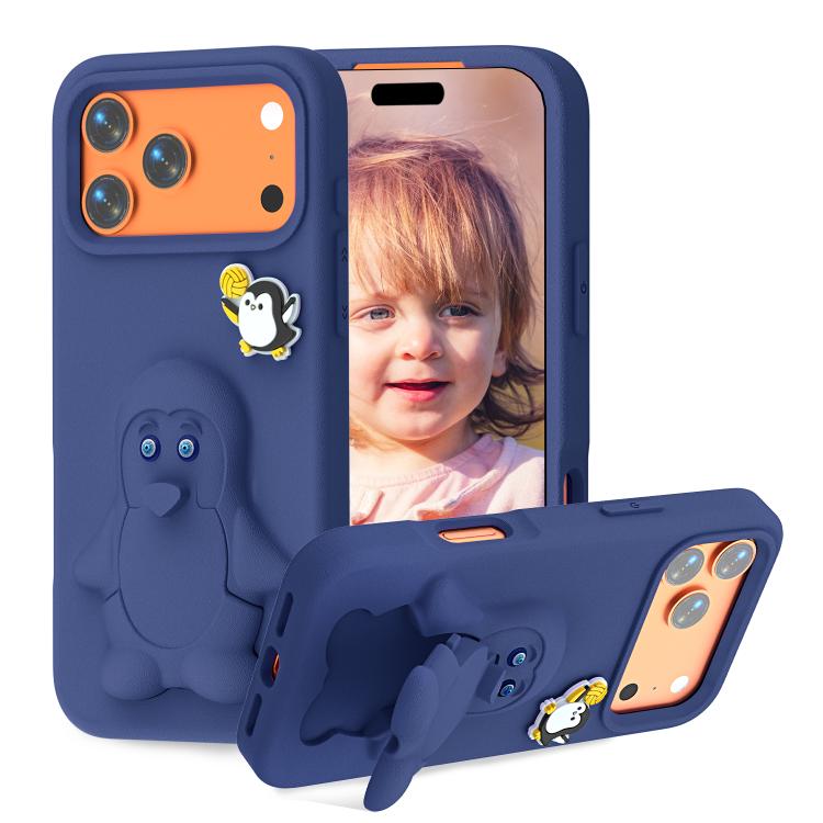 Capa para telemóvel à prova de choque Penguin Baby EVA com suporte, para iPhone 17 Pro Max, para iPhone 17 Pro, para iPhone 17, para iPhone Air, para iPhone 16 Pro Max, para iPhone 16 Pro, para iPhone 16, para iPhone 15 Pro Max