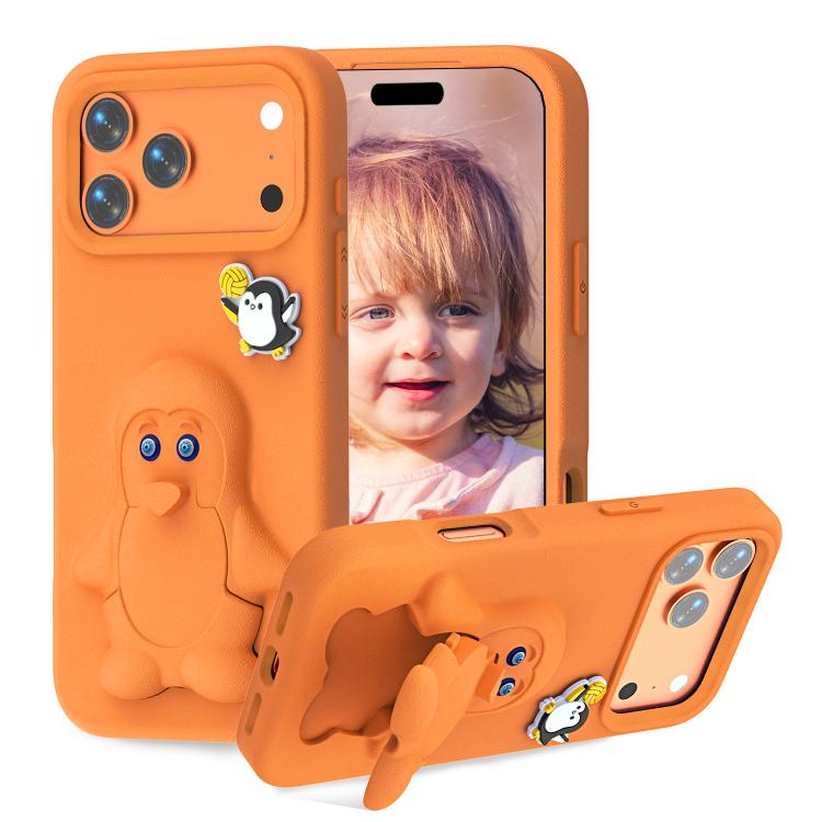 Capa para telemóvel à prova de choque Penguin Baby EVA com suporte, para iPhone 17 Pro Max, para iPhone 17 Pro, para iPhone 17, para iPhone Air, para iPhone 16 Pro Max, para iPhone 16 Pro, para iPhone 16, para iPhone 15 Pro Max