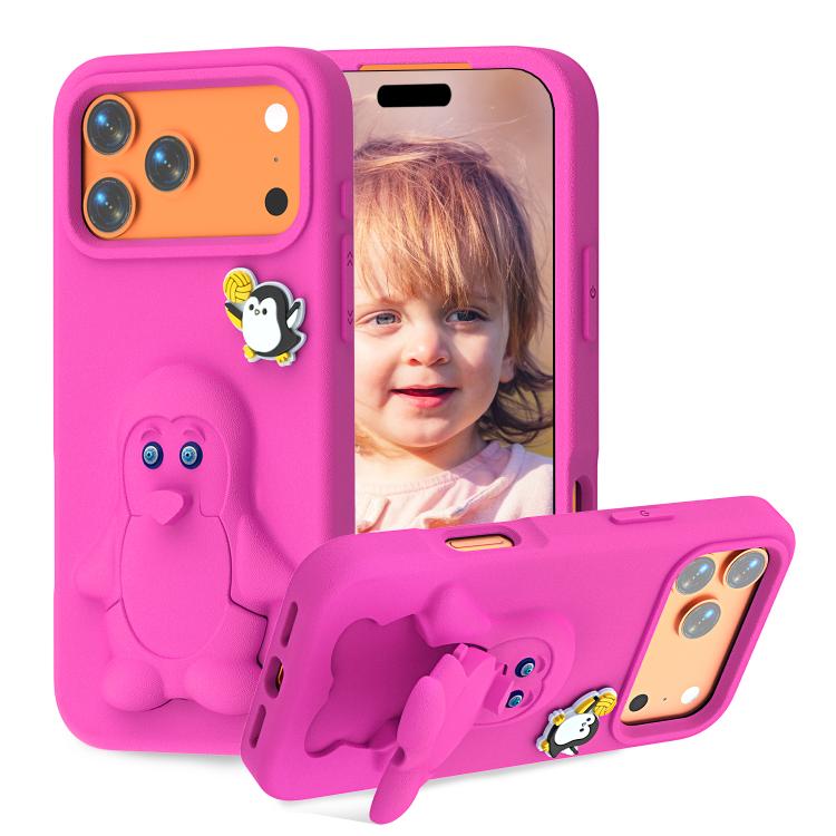 Capa para telemóvel à prova de choque Penguin Baby EVA com suporte, para iPhone 17 Pro Max, para iPhone 17 Pro, para iPhone 17, para iPhone Air, para iPhone 16 Pro Max, para iPhone 16 Pro, para iPhone 16, para iPhone 15 Pro Max