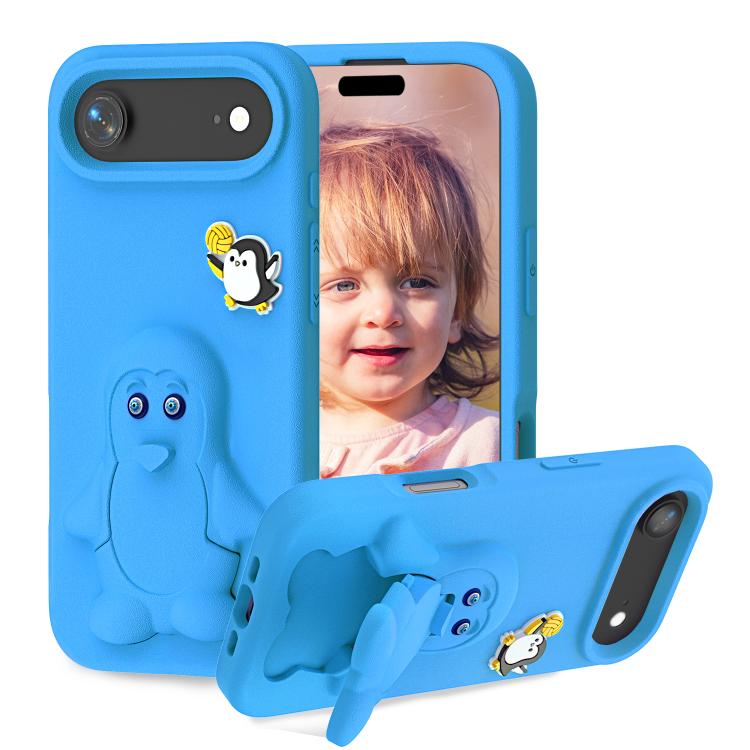 Capa para telemóvel à prova de choque Penguin Baby EVA com suporte, para iPhone 17 Pro Max, para iPhone 17 Pro, para iPhone 17, para iPhone Air, para iPhone 16 Pro Max, para iPhone 16 Pro, para iPhone 16, para iPhone 15 Pro Max