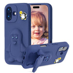 Capa para telemóvel à prova de choque Penguin Baby EVA com suporte, para iPhone 17 Pro Max, para iPhone 17 Pro, para iPhone 17, para iPhone Air, para iPhone 16 Pro Max, para iPhone 16 Pro, para iPhone 16, para iPhone 15 Pro Max