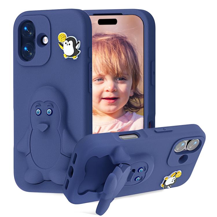 Capa para telemóvel à prova de choque Penguin Baby EVA com suporte, para iPhone 17 Pro Max, para iPhone 17 Pro, para iPhone 17, para iPhone Air, para iPhone 16 Pro Max, para iPhone 16 Pro, para iPhone 16, para iPhone 15 Pro Max