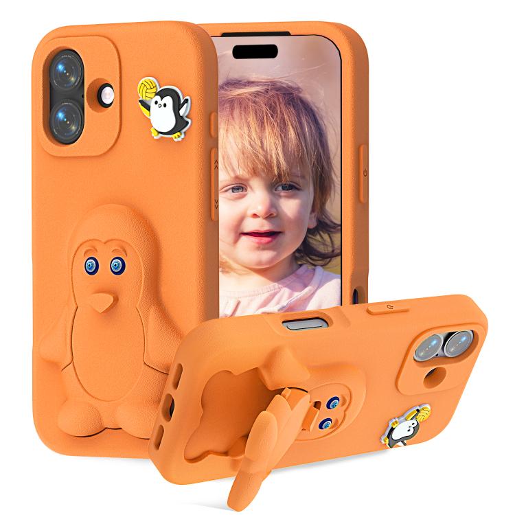 Capa para telemóvel à prova de choque Penguin Baby EVA com suporte, para iPhone 17 Pro Max, para iPhone 17 Pro, para iPhone 17, para iPhone Air, para iPhone 16 Pro Max, para iPhone 16 Pro, para iPhone 16, para iPhone 15 Pro Max