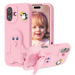 Capa para telemóvel à prova de choque Penguin Baby EVA com suporte, para iPhone 17 Pro Max, para iPhone 17 Pro, para iPhone 17, para iPhone Air, para iPhone 16 Pro Max, para iPhone 16 Pro, para iPhone 16, para iPhone 15 Pro Max