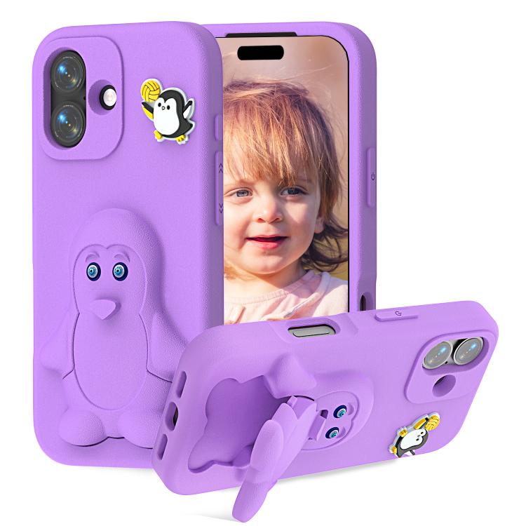 Capa para telemóvel à prova de choque Penguin Baby EVA com suporte, para iPhone 17 Pro Max, para iPhone 17 Pro, para iPhone 17, para iPhone Air, para iPhone 16 Pro Max, para iPhone 16 Pro, para iPhone 16, para iPhone 15 Pro Max