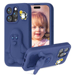 Capa para telemóvel à prova de choque Penguin Baby EVA com suporte, para iPhone 17 Pro Max, para iPhone 17 Pro, para iPhone 17, para iPhone Air, para iPhone 16 Pro Max, para iPhone 16 Pro, para iPhone 16, para iPhone 15 Pro Max