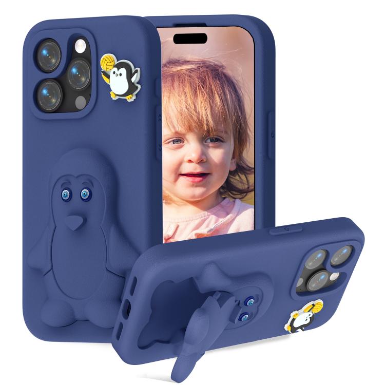 Capa para telemóvel à prova de choque Penguin Baby EVA com suporte, para iPhone 17 Pro Max, para iPhone 17 Pro, para iPhone 17, para iPhone Air, para iPhone 16 Pro Max, para iPhone 16 Pro, para iPhone 16, para iPhone 15 Pro Max