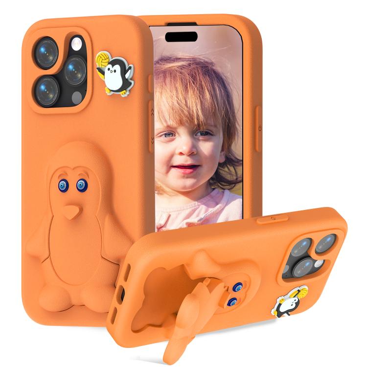 Capa para telemóvel à prova de choque Penguin Baby EVA com suporte, para iPhone 17 Pro Max, para iPhone 17 Pro, para iPhone 17, para iPhone Air, para iPhone 16 Pro Max, para iPhone 16 Pro, para iPhone 16, para iPhone 15 Pro Max