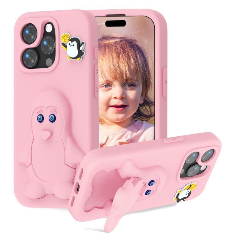 Capa para telemóvel à prova de choque Penguin Baby EVA com suporte, para iPhone 17 Pro Max, para iPhone 17 Pro, para iPhone 17, para iPhone Air, para iPhone 16 Pro Max, para iPhone 16 Pro, para iPhone 16, para iPhone 15 Pro Max