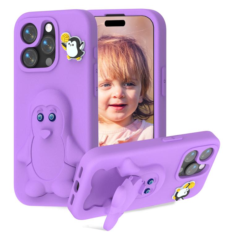 Capa para telemóvel à prova de choque Penguin Baby EVA com suporte, para iPhone 17 Pro Max, para iPhone 17 Pro, para iPhone 17, para iPhone Air, para iPhone 16 Pro Max, para iPhone 16 Pro, para iPhone 16, para iPhone 15 Pro Max